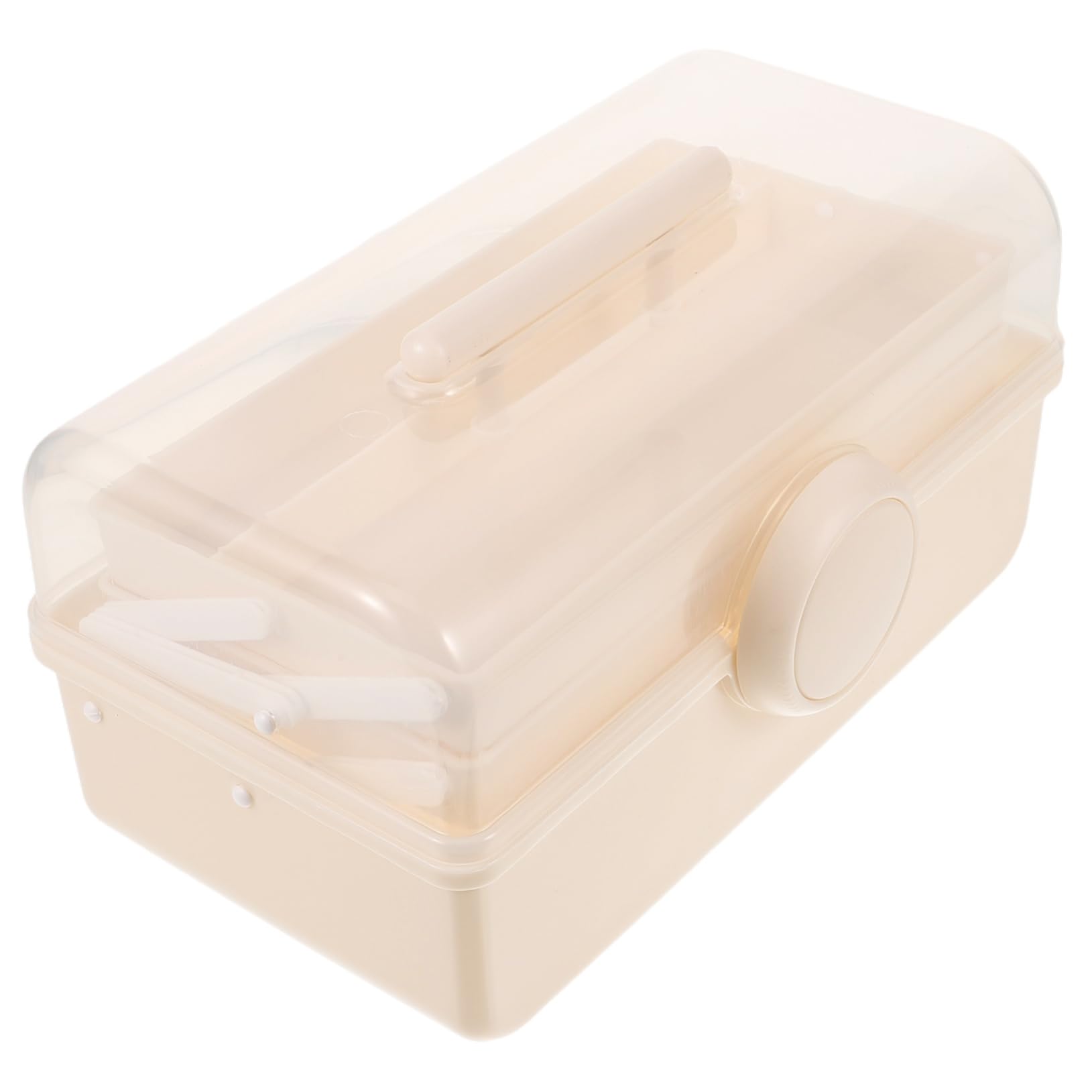 Scatola Porta Oggetti Multiuso in Plastica Coperchio Trasparente, Design Portatile, Grande Capacità per Cosmetici e Gioielli, per Campeggio e Traslochi