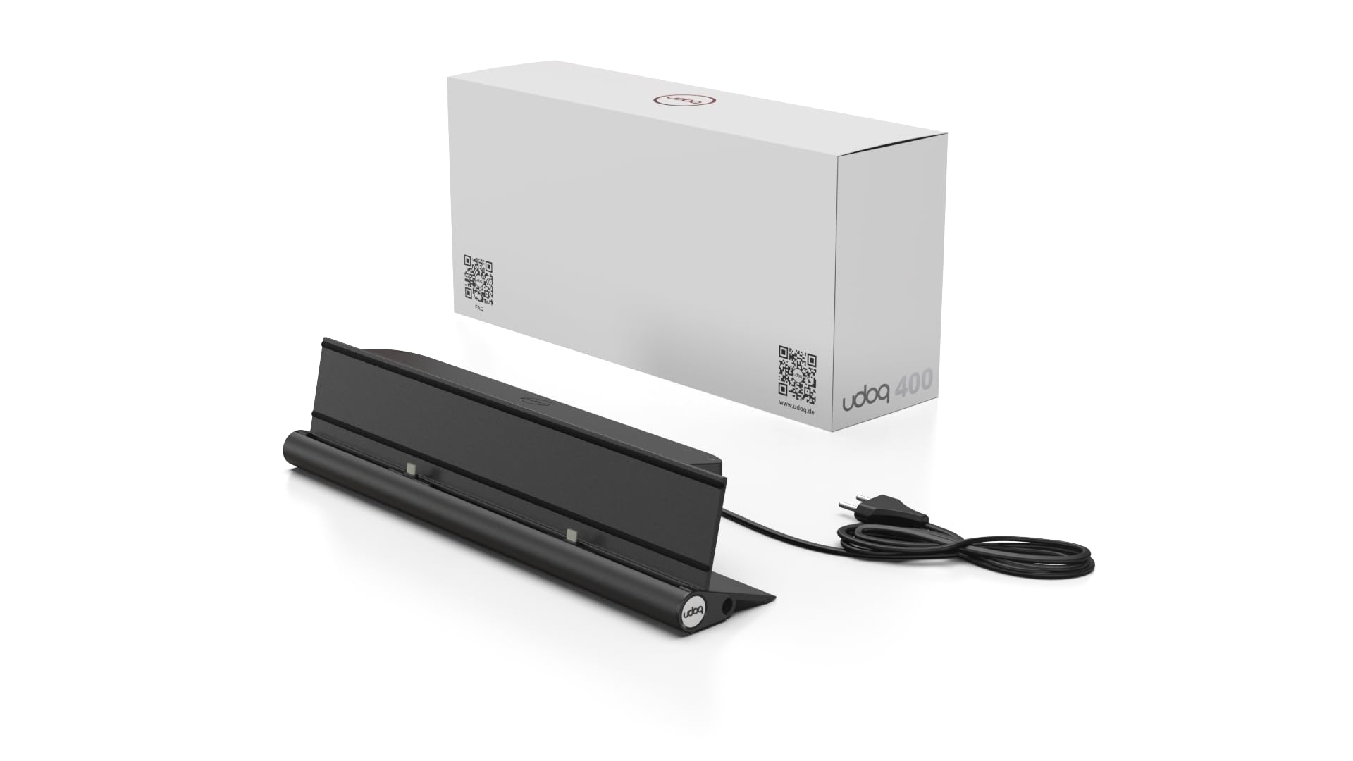 Stacja ładująca USB-C do tabletów i smartfonów, udoq 400, aluminium, z kablem do szybkiego ładowania i ładowarką Power Delivery Charger, ciemnoszara