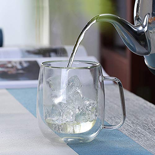 BNUNWISH Double Wall Glass Coffee Mugs Tea Cups Set of 2, Thermal Insulated and No Condensation with Wide Handle, 12OZ (360ML) - Thumbnail 6