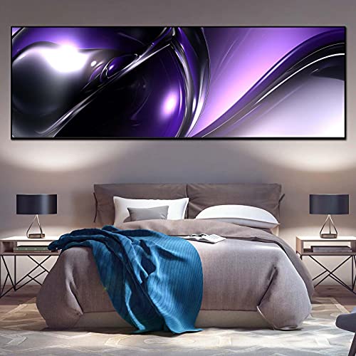 Toile abstraite noir violet 20x60 cm pour salon moderne panoramique