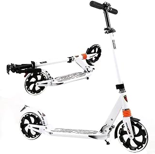 HAO KEAI Kick Scooters for Teens/Adults Scooters Adult Kick For Adult Youth Kids Big Wheels Commuter With Dual Suspension Height Adjustable & Foldable Support 220 Lbs (Color : White)