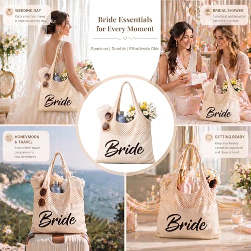 Bolso Tote Personalizado de Crochet para Playa Beige miniatura 5