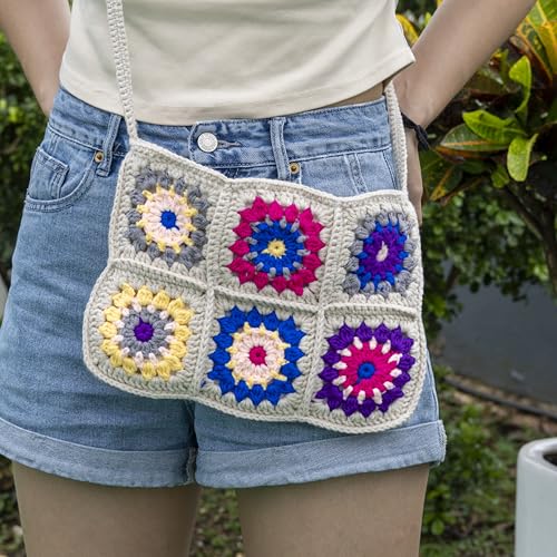 Crochet Crossbody Bag Granny Square Crochet Purse Macrame Purse Woven Crossbody Bag3