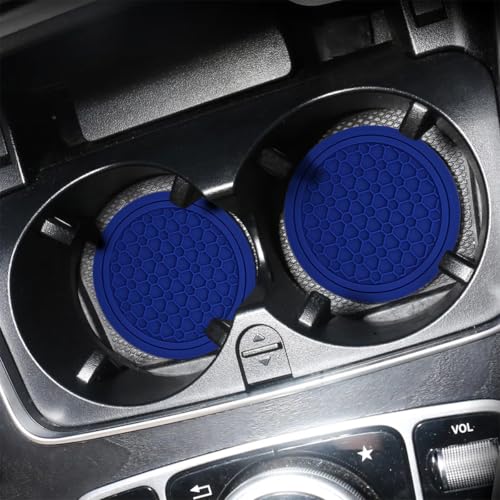 Image of Mandark 4PCS Car Cup Holder Coasters, 2.75 Inch Non-Slip Insert Water Bottle Holder Pads, Dustproof Automotive Interior Accessories Mat, Universal for Vehicles, Trucks, RVs and More (Blue)
