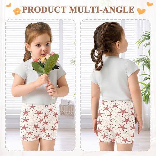 Starfish Red Prints Pattern Girls Shorts Elastic Waist Sports Shorts Girls Leggings Pants for 4-10 Years4