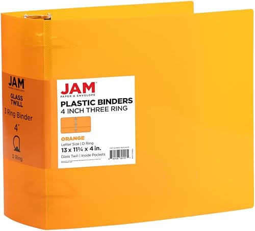 Miniatura 110 de JAM PAPER - Carpetas de plástico de 1 pulgada - Carpetas de 3 anillas surtidas (rojo, azul, verde y naranja) - Paquete de 4