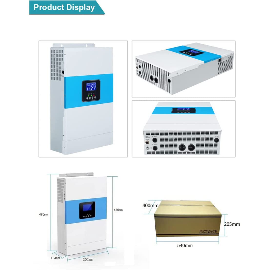 Hybrydowy inwerter sinusoidalny 3500W 24V z kontrolerem ładowania słonecznego 100A, inwerterem off-grid 50Hz/60Hz maks. Wejście PV 100A 500VDC, z modułem WiFi
