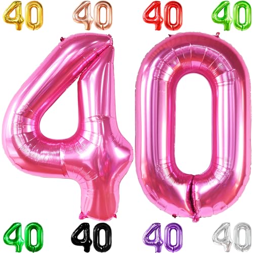 KatchOn Hot Pink 40th Birthday Balloons - 40 Inch Pink Number 40 Balloons for 40th Decorations