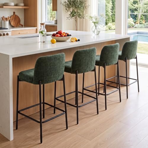 Image of 26 Inch Counter Height Bar Stools Set of 4, Modern Barstools, Green