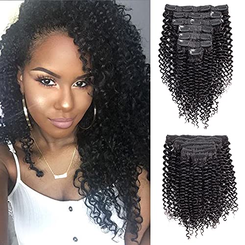 Kinky Curly Clip in Hair Extensions for Black Women 3C 4A Kinky Curly Clip Ins Natural Hair 18Inch 70g/set Kinky Curly Clip In Human Hair Extensions