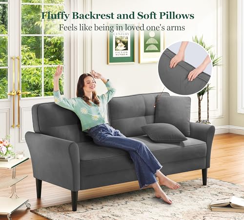 Domusensus 3 Sitzer Sofa Klein, 175 cm Kleines Sofa 3 Sitzer, Bequemes Kleines Sofas für Jugendzimmer, 3 Minuten Schnelle Montage ohne Werkzeug, Modernes Couch Klein für Wohnung oder Büro, Grau