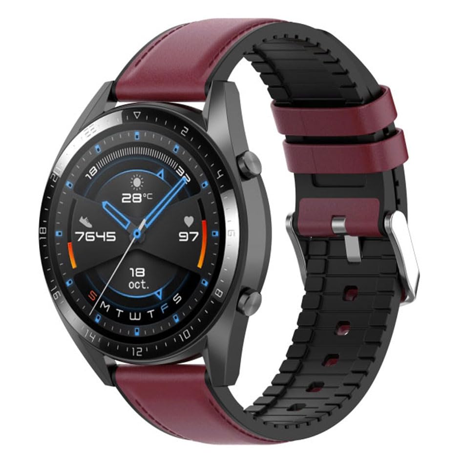 Image of AONES 20mm Watch Strap Leather Silicone Belt Compatible for Timex Analog Twhg03Smu26 Smartwatch Hook Band