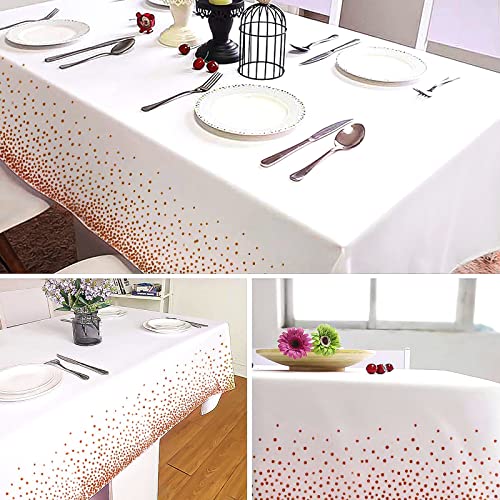 Ymhpride 10 Pack 54" X 108" Disposable Tablecloths Plastic Table Cover For Rectangular Tables Rose Gold Dot Confetti Table Cloths For Parties, Graduation,Bbq,Birthday,Fine Dining,Wedding,Baby Shower #TOP2