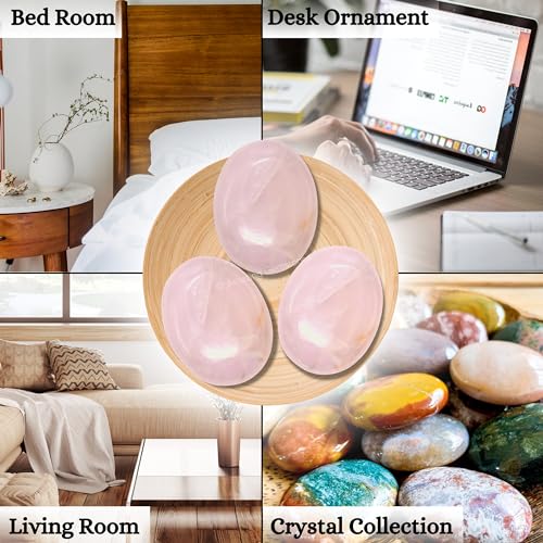 Image of Amazing Gemstone Rose Quartz Crystals and Healing Stones - Large Palm Stone Crystals Piedra - Crystal for Good Luck, Balanced Positive Energy, Meditation, Unique Stocking Stuffers Gifts for Women, Men