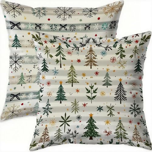 Mefooge Winter 2er-Set Kissenbezug 35x35cm Weihnachten Dekokissen...