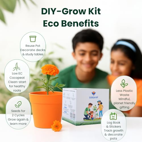 Image of Utkarsh Seasonal Flower DIY Kit with Gift Bags for Gifting | Best Return Gift on Kids Birthday Party | Eco-Friendly, Easy-to-Grow Kit for Home & Kitchen Gardening | Pack of 6
