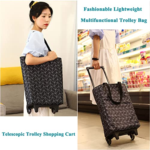YSUEFIJO Einkaufstasche mit Rollen, Einkaufswagen Trolley Klappbar Teleskopisch Trolley-Taschen Wärmedämmung Kälteschutz… – Bild 7