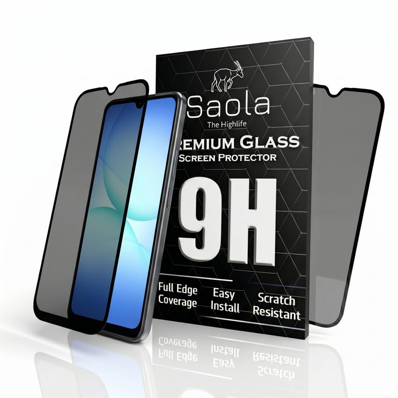 Image of Saola Ultra Privacy Tempered Glass For Samsung Galaxy A17 5G (PACK OF 1) with Free Installation Kit. Full screen Coverage. Free Replacement If Received Damaged - 6.7 inch