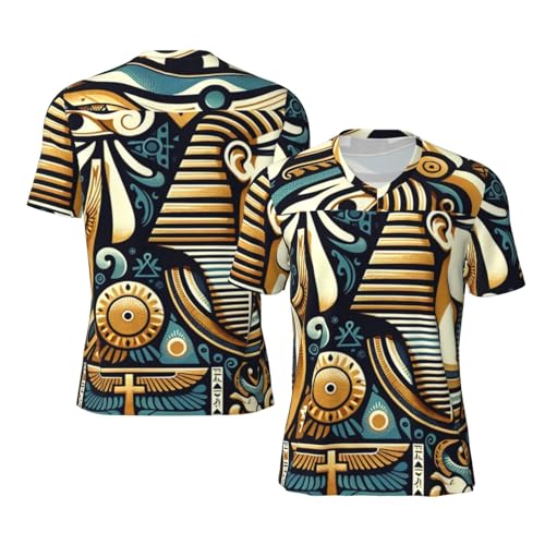 Stylish Athletic Sports Jersey Ancient-Egyptian-Symbols Men's Rugby Jersey 4X-Large Black