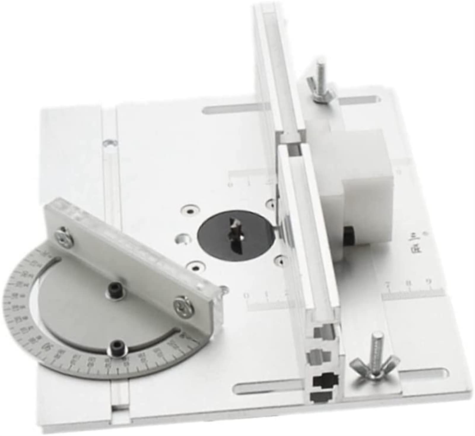 Placa de inserción para mesa de fresadora, calibre de inglete Medidor de inglete de placa de inserción de mesa de enrutador for sierra de mesa de carpintería máquina de grabado recortadora multifuncio