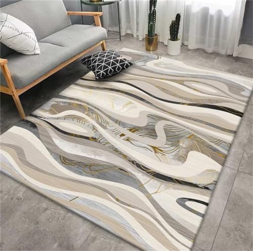 Tapis à rayures abstraites gris grand format pour salon moderne