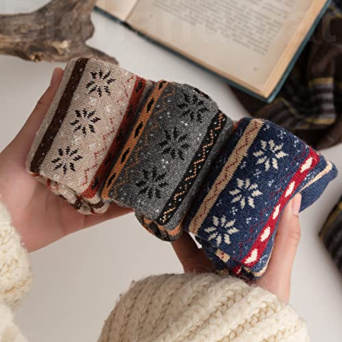 Image of IIG 3-5 Pairs Womens Super Thick Warm Winter Crew Socks Cute Fashion Knit Cozy Socks Gifts for Women