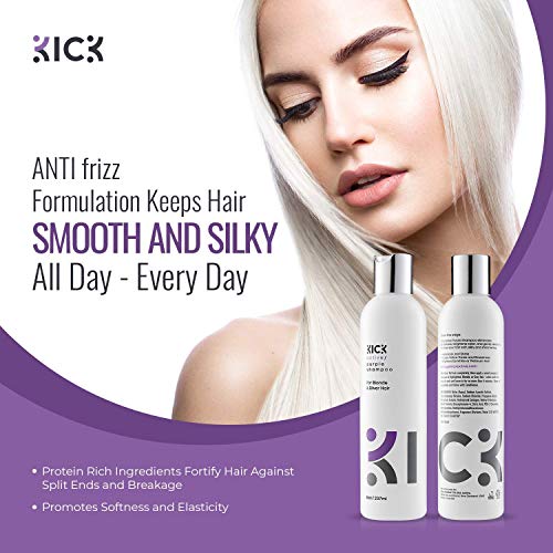 Kick Purple Shampoo For Blonde Hair – Award Winning, Purple Toning Blonde Shampoo Instantly Brightens & Washes Away Brassy Yellow Tones On Blonde, Silver, Grey Hair – 8Oz #TOP2