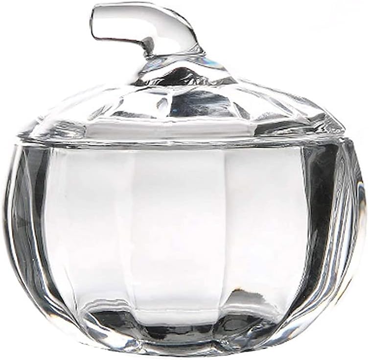 Pumpkin Shape Crystal Glass Snack Jar Sugar Pot Storage with Lid