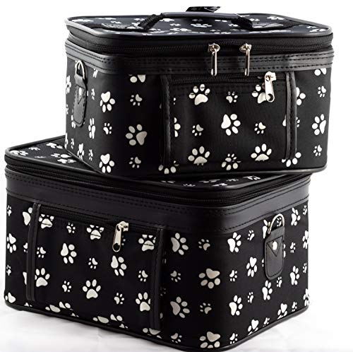 Uni Collections 2-Piece Make up Case Set (Paw Prints - B/W)
