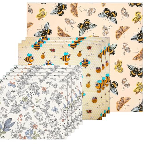 Beeswax Food Wrap, 9 Pcs Food Storage Bag Beeswax Wraps Set,