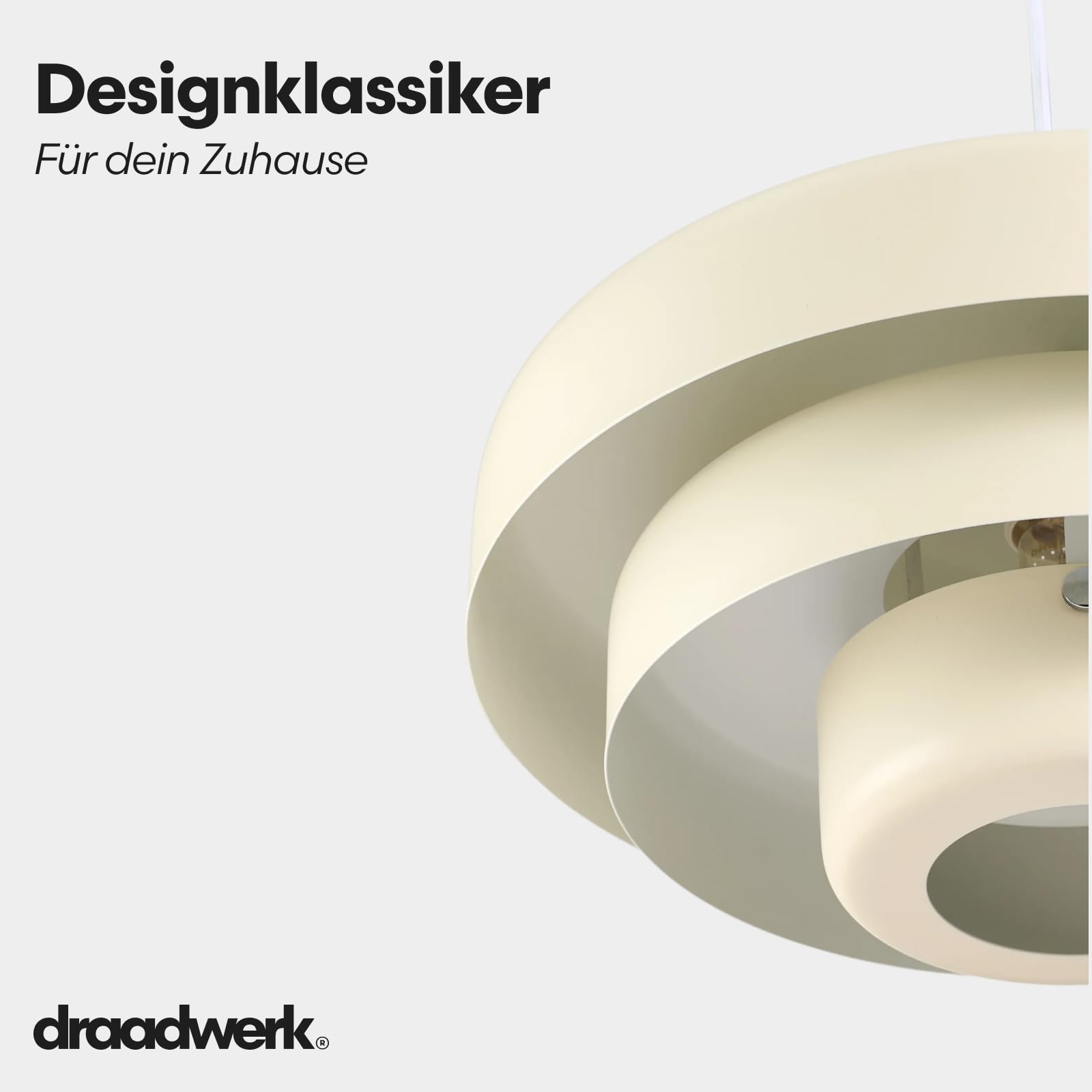draadwerk® Pendelleuchte Oona | Hängeleuchte aus 3 Metall-Lampenschirmen | Modernes, klares Design | Für Wohnzimmer, Esszimmer, Schlafzimmer (Creme)