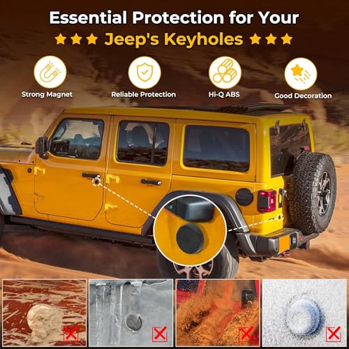 Image of CALBEAU Strong Magnet Keyhole Covers Compatible with 2018-2026 Jeep Wrangler JL and Gladiator JT Front Door, Door Lock Covers for Keyhole Protection (Star)