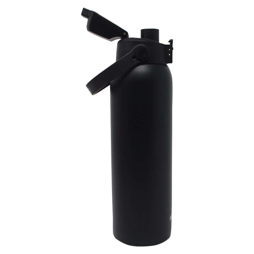 Aquatix Doppelwandige isolierte Flasche mit Silikonstiefel, stoßfest, kratzfest und beulfest, 900 ml, Schwarz