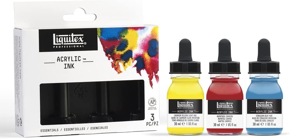 Liquitex Professional Acrylic Ink, 1-oz (30ml), Essential Color Set, Set of 3