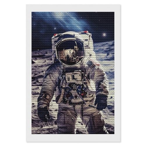 Peinture diamant 5D astronaute lune art diamant rond décoration murale salon adulte grand format