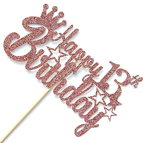Image of FestikoRose Gold Glitter Happy 13th Birthday Cake Topper for Cheers to 13 Years /Teens 13th Birthday Party Decorations Supplies - High Grade Color