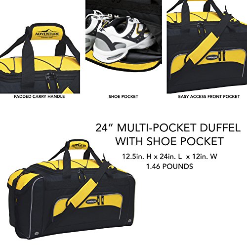 Travelers Club Adventure Travel Duffel Bag, Yellow, 24 Inch