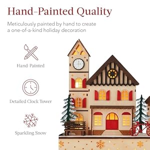 Best Choice Products Pre-Lit Wooden Christmas Village, Winter Mantel Decor, Traditional Holiday Decoration for Home, Living Room, Entryway w/LED Lights, Plug-in/Battery-Powered w/Timer Best Choice Products Pre Lit Wooden Christmas Village Winter Mantel Decor Traditional Holiday Decoration for Home Living Room Entryway wLED Lights Plug inBattery Powered wTimer