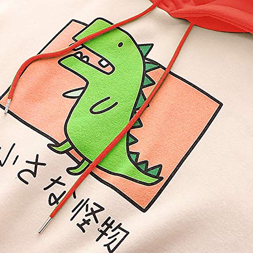 Cute Hodded Sweatshirt for Teen Girl Y2K Trendy Dinosaur Sweatshirt Casual Long Sleeve Drawstring Pullover Sweatshirt4