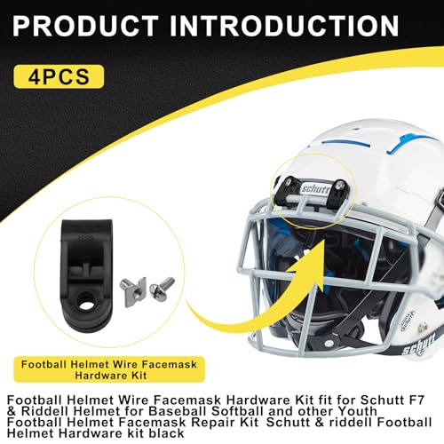 Football Helmet Facemask Repair Kit for Schutt 7& Riddell Helmet, Use to Repair Baseball Softball Youth Football Helmet Facemask,for Schutt & Riddell Football Multiple Sports Helmet Hardware Kit,Black by BKIFU - Image 2