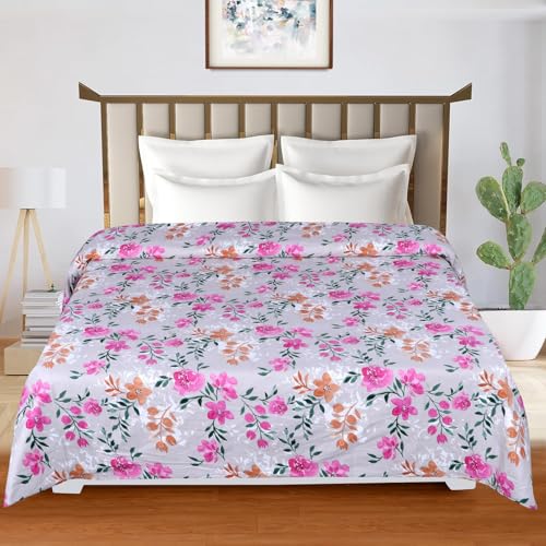 Image of la' amour Super Premium Quilt Cover Double Bed with Zipper Blanket Cover /rajai Cover /Comforter Cover /Duvet Cover King Size Soft Cotton Breathable Skin Friendly Stuff 90x100 Inches, Color- Grey Pink
