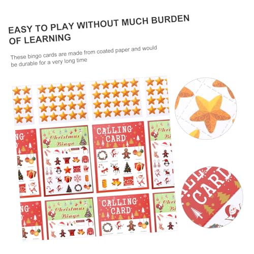 DRESSOOS Famille 37 Pièces Bingo de Noël Bingo Enfant Jeu de Noel Jeu de Noël Jeu de Papier Bingo Loto de noël Cartes de Jeu Carte de Bingo Carte de Jeu Ensemble de Jeu bourrage Papier – Image 3