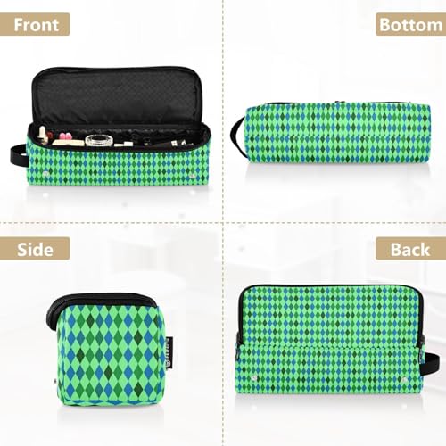 Organizador 2 en 1 para Herramientas de Cabello con Alfombra Resistente al Calor, Bolsa de Viaje para Planchas y Rizadores, Estampado Argyle Verde y Azul para Mujer miniatura 5