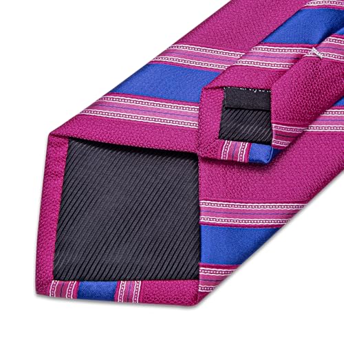 Image of DiBanGu Mens Tie Silk Plaid Striped Necktie and Pocket Square Cufflinks Tie Clip Set with Gift Box Formal Wedding Party