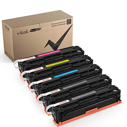 V4INK 5PK Remanufactured Toner Cartridge Replacement for HP 131X 131A CF210A CF210X CF211A CF212A CF213A Toner High Yield Color Set for HP Pro 200 M251nw M251n MFP M276nw M276n M251 Printer