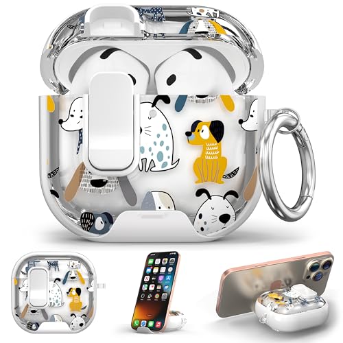 Image of for Apple AirPods 4 Case 2025 with Safety Lock & Foldable Phone Stand, Dog | Double Drop Protection,Two-Piece Design, Airpod 4 Case with Keychain & Cleaner Kit, Support Wireless Charging, Shockproof