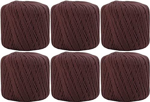 Image of ThreadArt 100% Cotton Crochet Thread Size 3, 6 Ball Pack, Chocolate Brown | Soft pure cotton crochet thread for lace, doilies, amigurumi and crafts. Smooth finish with crisp stitch definition.
