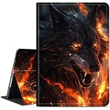 Dikoer for Samsung Galaxy Tab S5e 10.5 Inch 2019 (SM-T720/T725/T727) Tablet Case, Multiple Viewing Angles & Kickstand Back Case Drop Protection Smart Cover, Flame Wolf