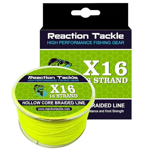 Image of Reaction Tackle Hollow Core Braided Fishing Line - 16 Strand Splice Ready Braid for Knotless Leader Connections, Freshwater and Saltwater Trolling and Offshore