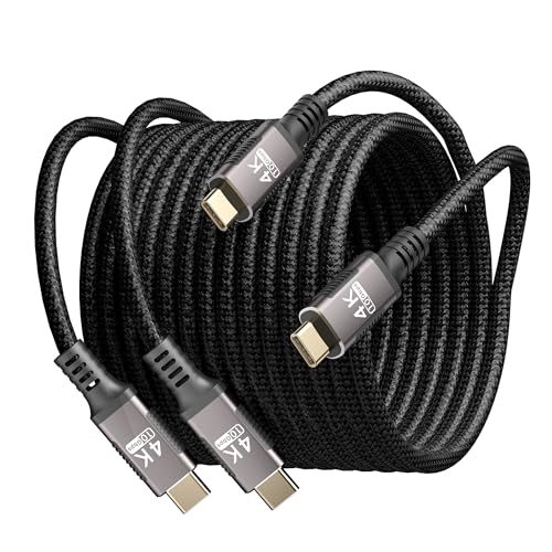 Image of Long USB C to USB C 10ft 2Pack Compatible with Thunderbolt 3,UsbC 3.1 Cable 10Gbps Data Transfer,4K@60Hz /2K@120Hz Video Output Monitor Cord,Type-C Nylon Braided 100W 5A PD3.0 Fast Charging.